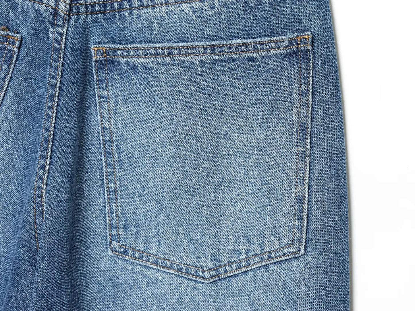 HH Women Fashion Baggy Straight Jeans Casual Loose Mid Waist Denim Pants Autumn Female High Street Chic Trousers Jeans