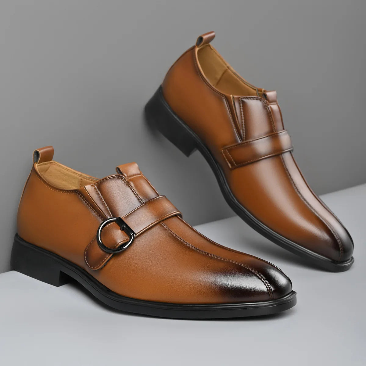 Designer Big Size 38-47 Men Dress Shoes Fashion Solid Color Wedding Shoes Male Spring Autumn Buckle Designer Man Leather Shoe