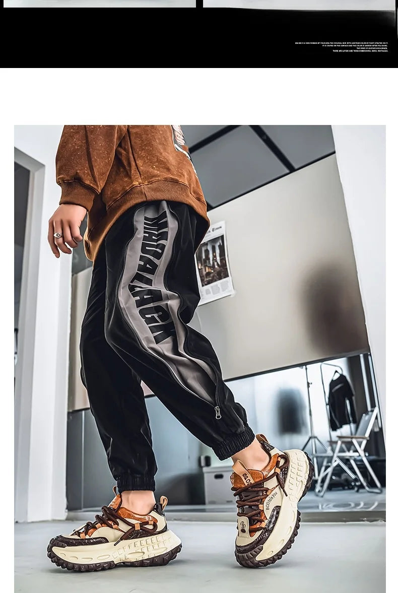 Trendy Dad Sneakers Thick Bottom Heightening Men's Casual Sports Shoes Spring Summer New Style round Toe Low Top EVA Insole