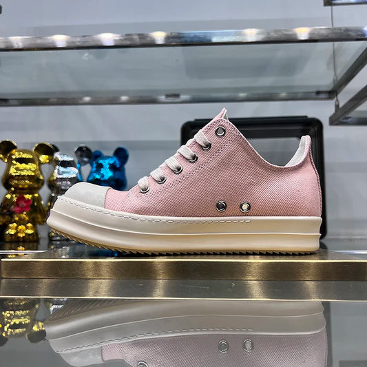 Ro Casual Shoes Women Low Top Quality Canvas Denim Summer Breathable Original Thick Sole Increases Height Men Luxury Sneakers