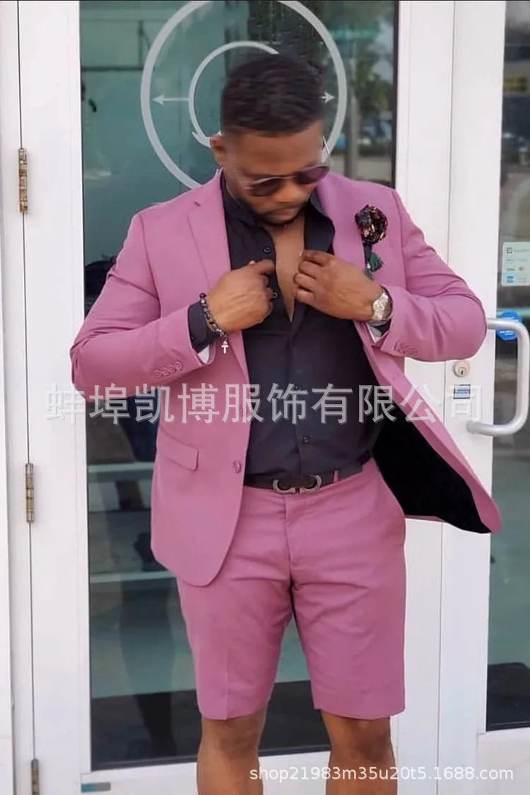 2026 Mens Clothing Summer Single-Breasted Outfits Men Business Office Short Pants Suit Fashion Casual Long Sleeve Two Piece Sets