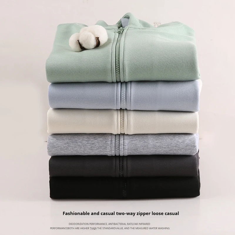 Y2K 420g Heavy-duty Cotton Blend American Hooded Zipper Sweatshirt for Men and Women in Large Size Versatile for Autumn Winter