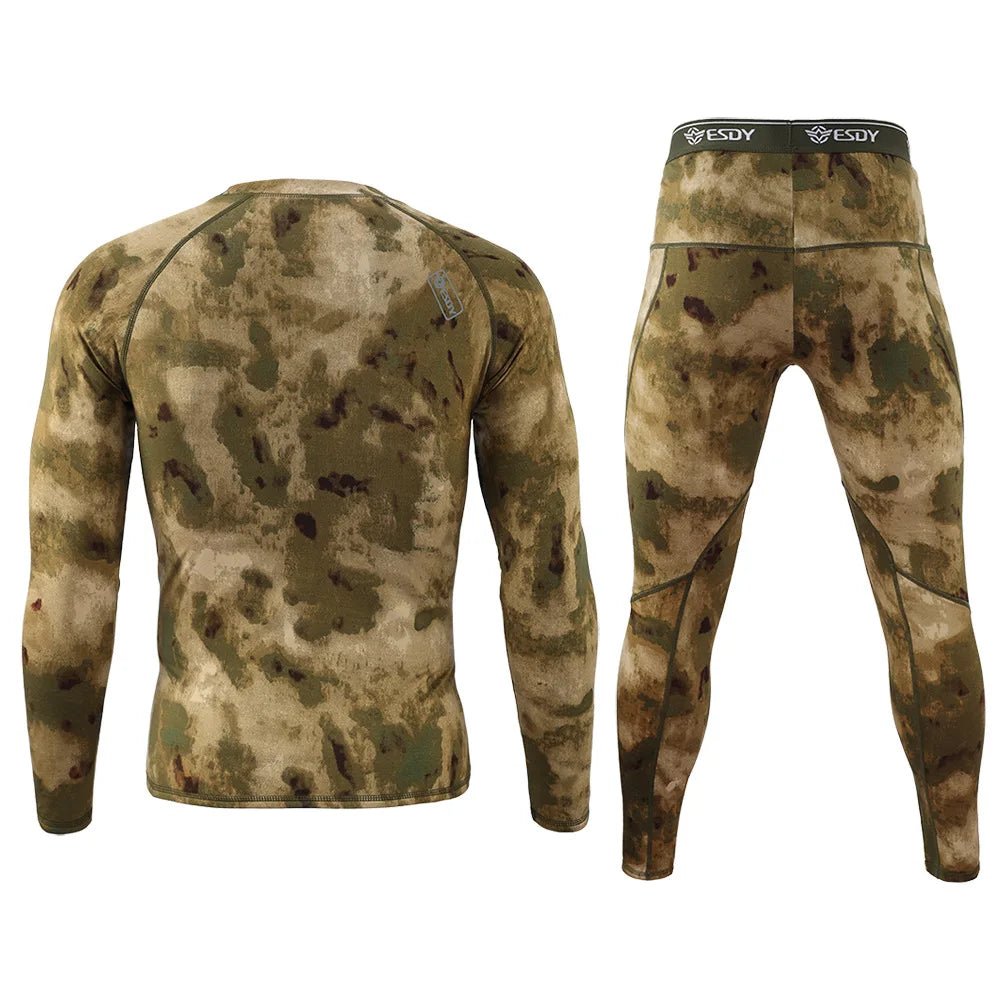 ESDY Fleece Thermal Underwear Men Autumn Winter Warm Long Johns Fitness Sports Compression Breathable Leggins Thermo Tracksuit