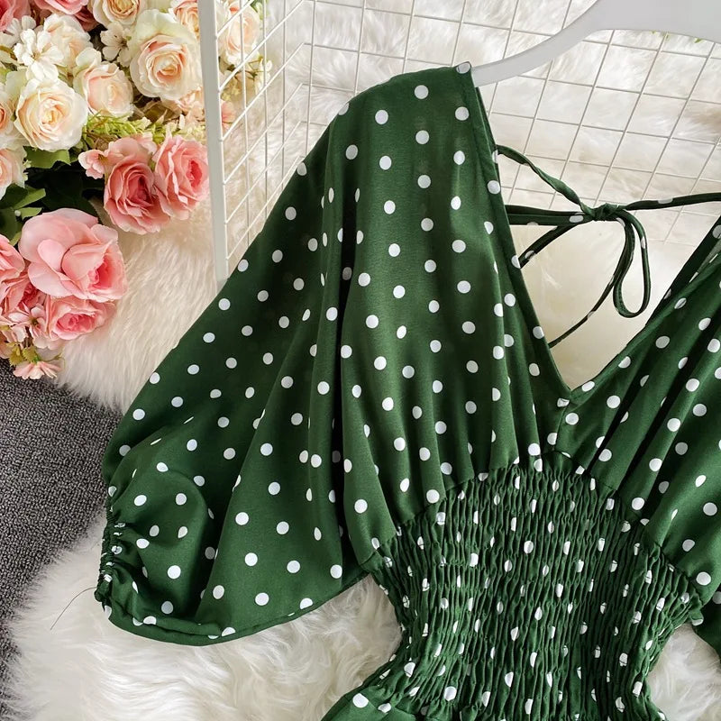 V Neck Sexy Dolman Sleeves Waist Slim Floral Print Jumpsuit Women Wide Leg Trousers Jumpsuit