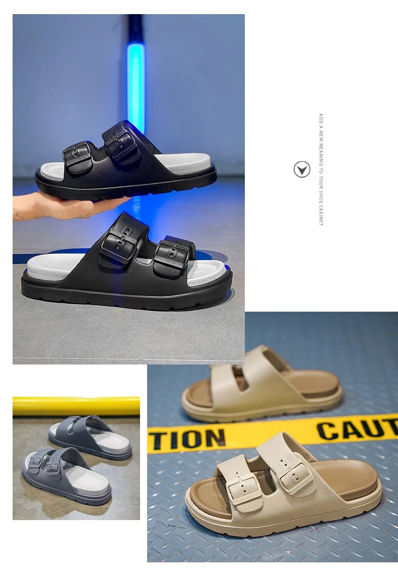 Men's Slippers Indoor Outdoor Sandals Beach Comfortable Soft Thick Slides Design Men Casual Shoes Flip-flops Mens Home Slippers