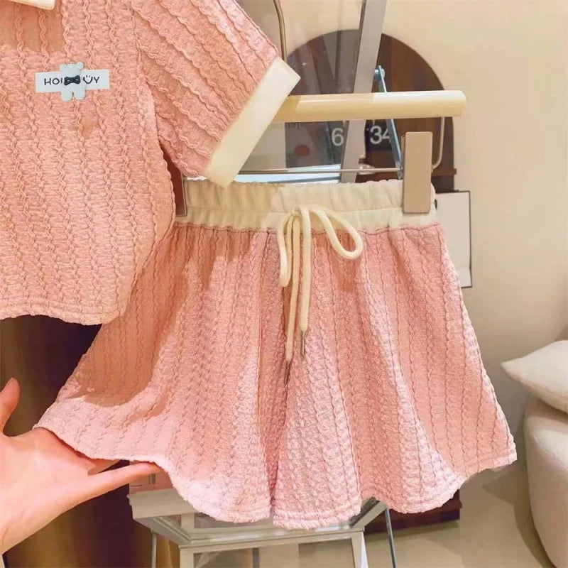Kids Girls Short Sleeve Top+Shorts 2Pcs Clothes Set Children New Summer Casual Outfits Comforts Sportswear Suits For 2-10 Years