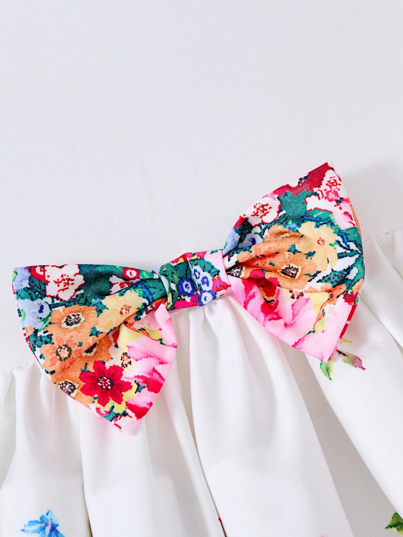New Kids Girl Dress Summer Floral with Bow Fashion White Vestidos Short Sleeve Children Clothing Outfits Casual Daily Dresses