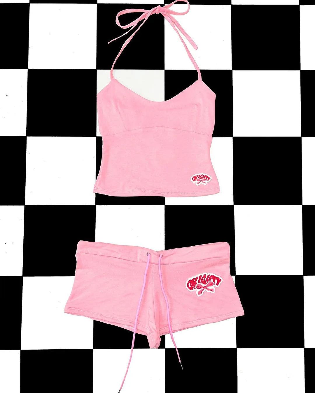 Summer New Y2K Camisole+Ultra Short Pants Set, American Sexy Trend Letter Print Contrasting Spicy Girl Outfit