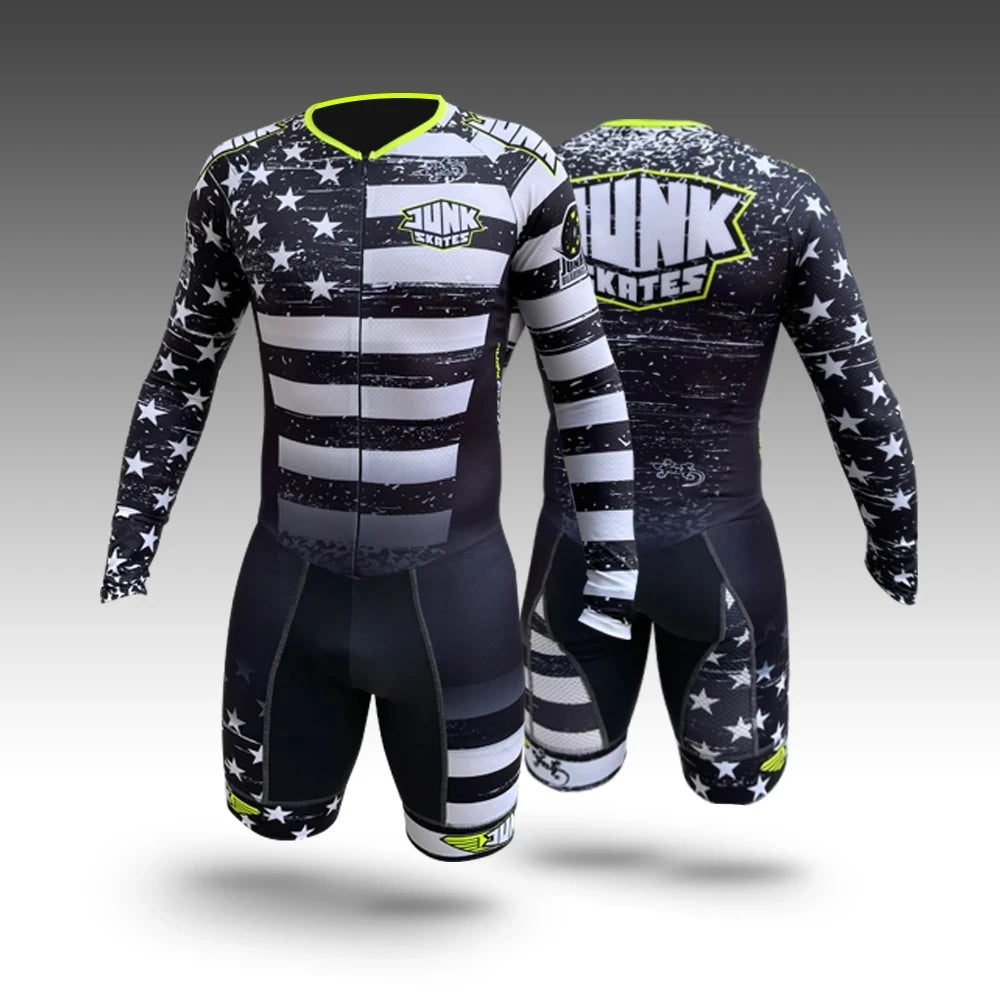 Mans Roller Skating Cycling Jersey Triathlon Clothing Tri Suit Skinsuit Conjunto  Bike Body Sport Swim Run Jumpsuit No Cushion