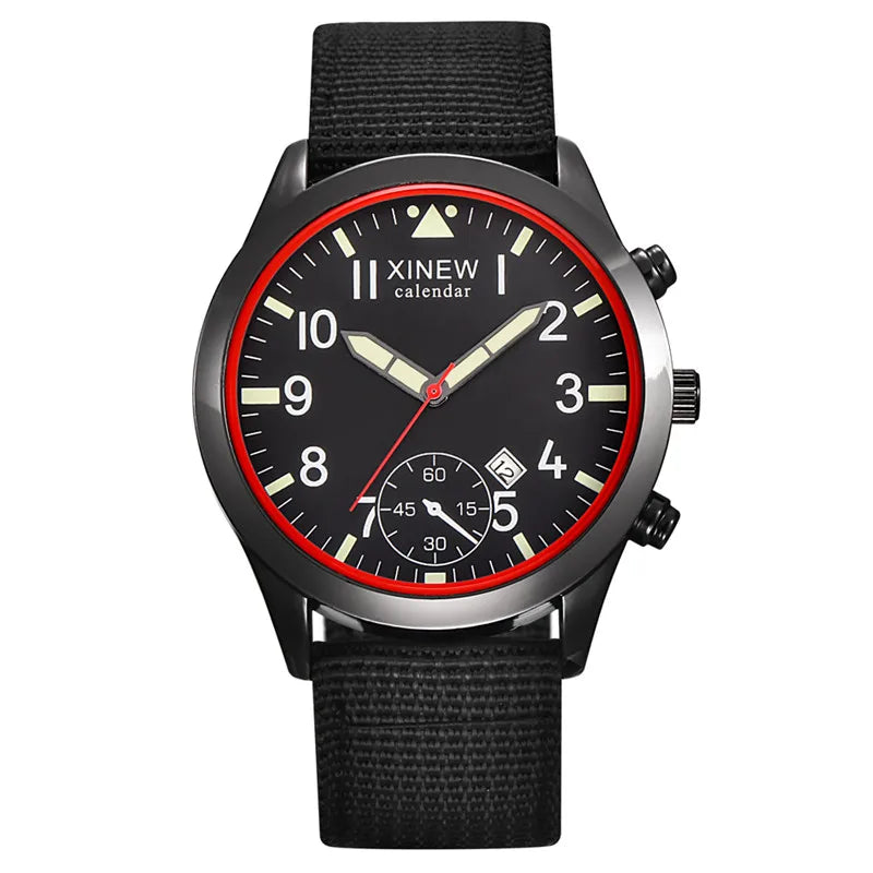 XINEW Cheap Brand Watches For Men Students Fashion Simple Leather Band Army Sports Date Quartz Watch Relogios Masculinos 2024