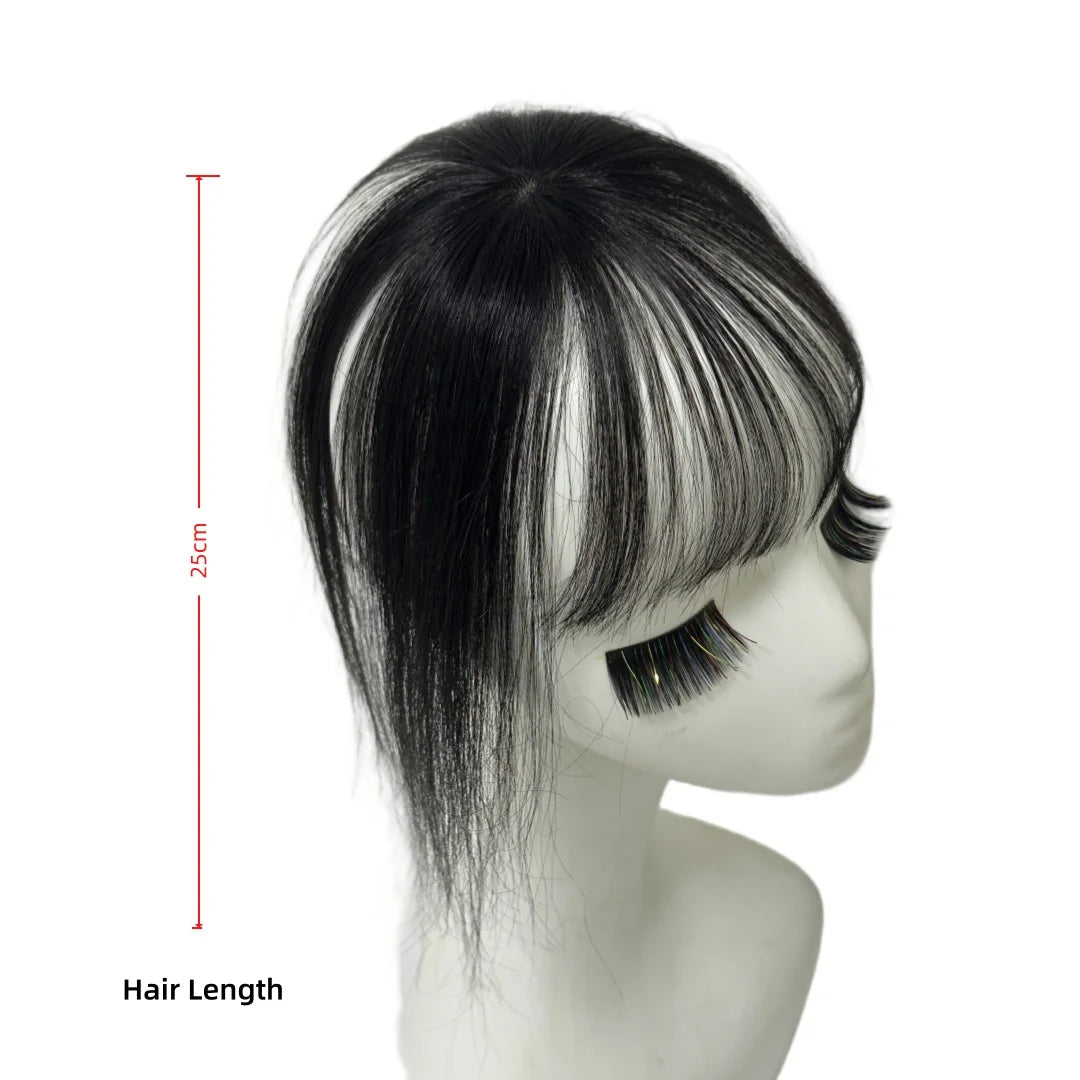 360° Coverage Natural Black Human Hair Bangs Clips in Hairpieces for Women False Natural Bangs with Thinning Hair Extensions
