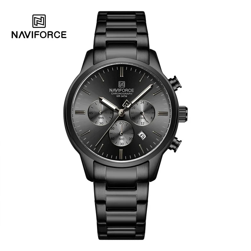 NAVIFORCE New Style Sporty 3ATM Waterproof Shockproof Stainless Strap  Man's Wristwatch Luxury Fashion Quartz Watches Men‘s Gift