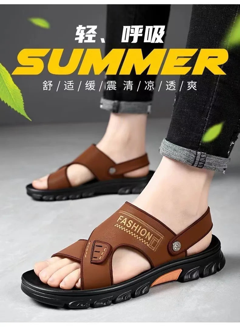 Men's sandals summer non-slip beach shoes casual wear cool slippers men's thick soles