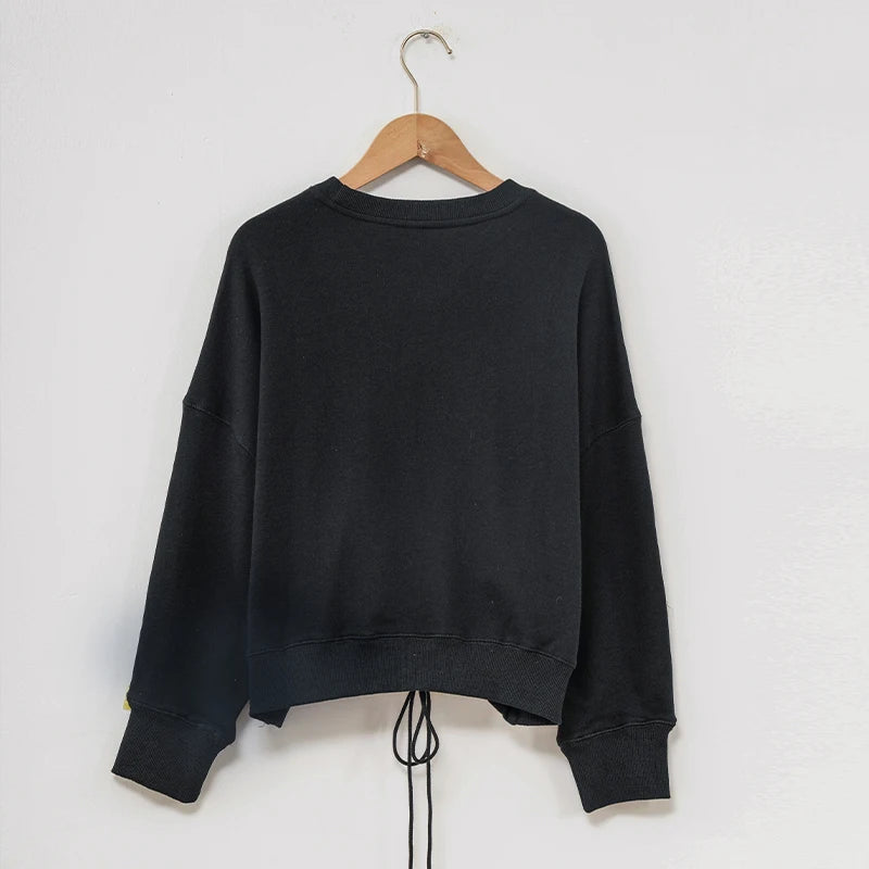 100% Cotton Women's Drawstring Sweatshirt Autumn New Casual Solid Long Sleeved Korean Fashion Streetwear Female Pullover