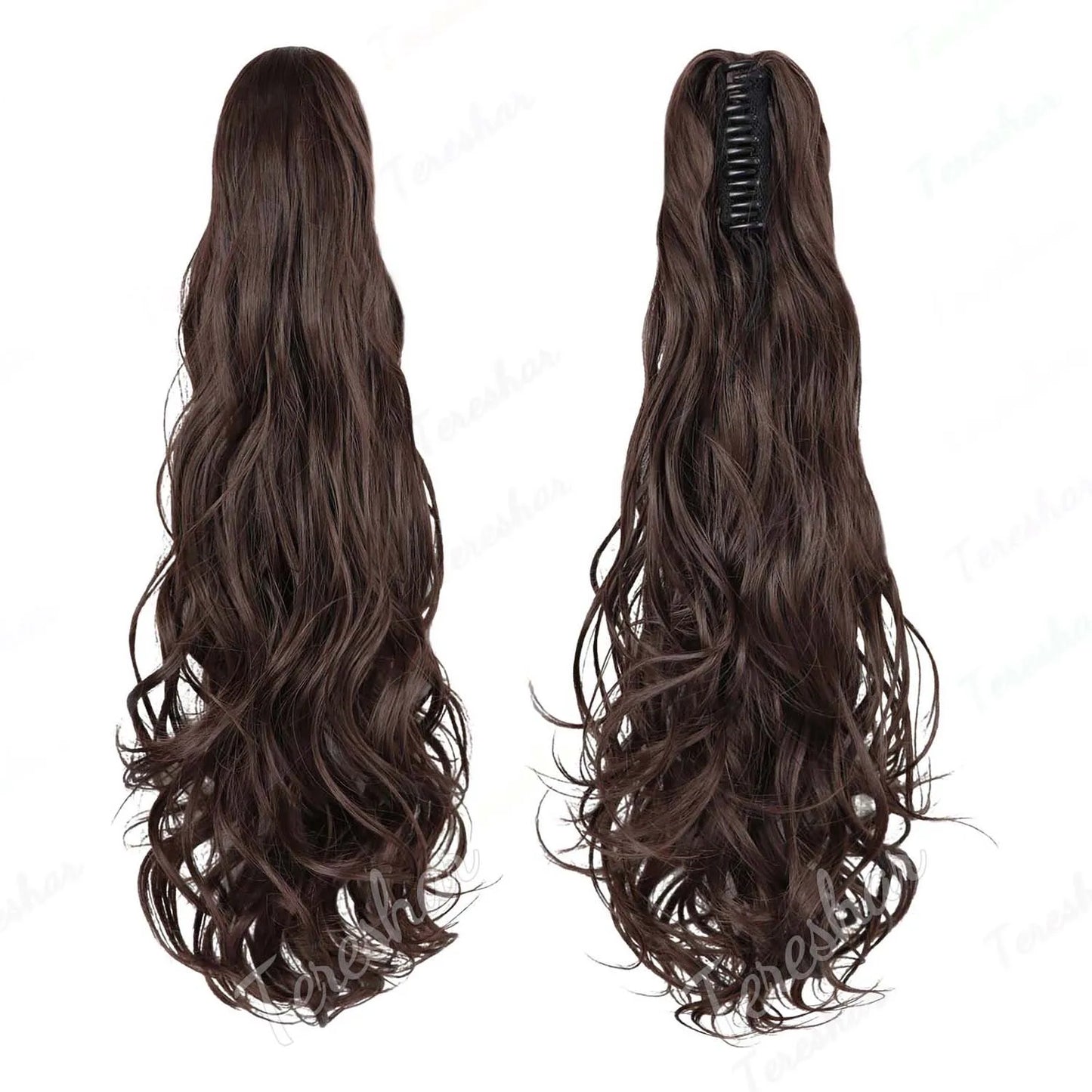 Tereshar Synthetic Ponytail Extension Claw Ponytail Extension Wavy Curly pony tails hair extensions Fake Hair Pieces for Women