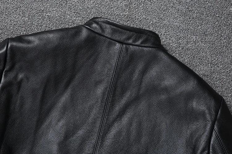 Black Brown Casual Mens Jackets Real Cowhide Genuine Leather Jacket Men Coats Autumn Chamarras De Cuero Para Hombre