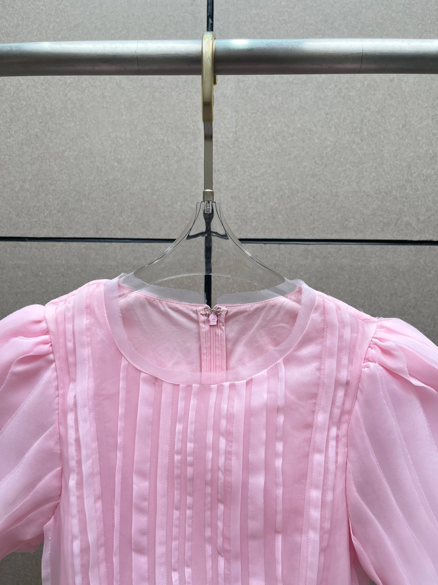 Summer 2025 Women's round NeckDouble Layer FabricHeavy Work Short Sleeve Dress Y2K High Quality Fashion High Street A-Line Skirt