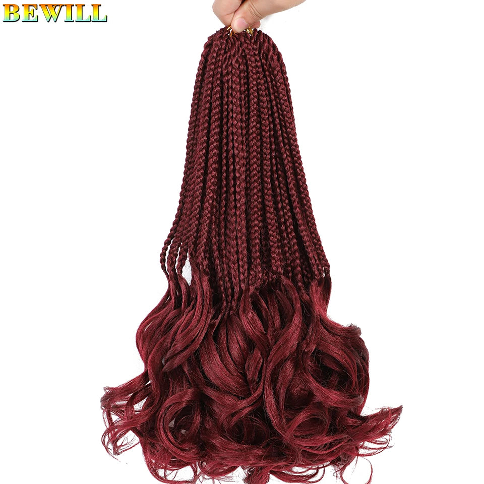 14 18 24 Inch French Curl Crochet Braids Boho Goddess French Curl Box Braids Crochet Hair Synthetic French Curly Braiding Hair