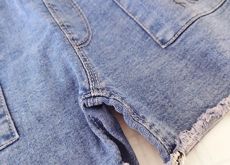 IENENS Fashion Girls Denim Pants Shorts Girl Thin Soft Trousers Jeans Kids Children Casual Clothes Clothing 4-13 Years