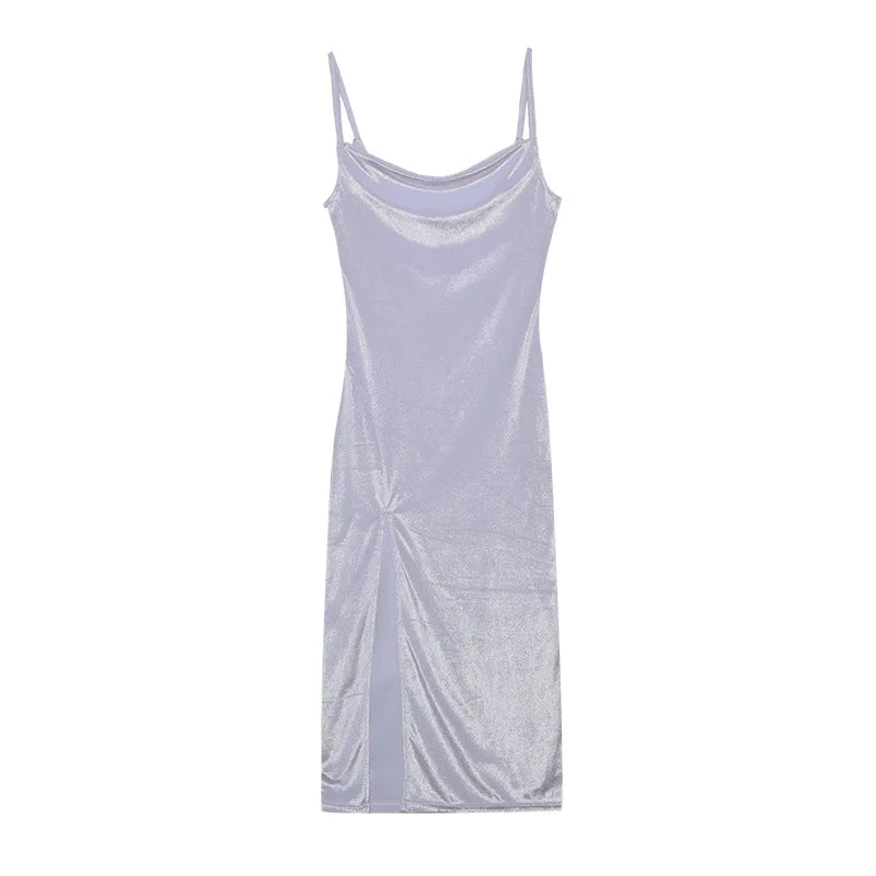 2024 woman European American Dresses style women's clothing 2024 new spring summer fashion sexy slim fit slit suspender dress