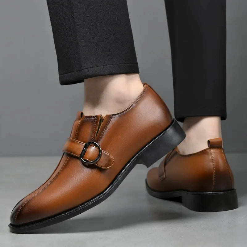 Designer Big Size 38-47 Men Dress Shoes Fashion Solid Color Wedding Shoes Male Spring Autumn Buckle Designer Man Leather Shoe