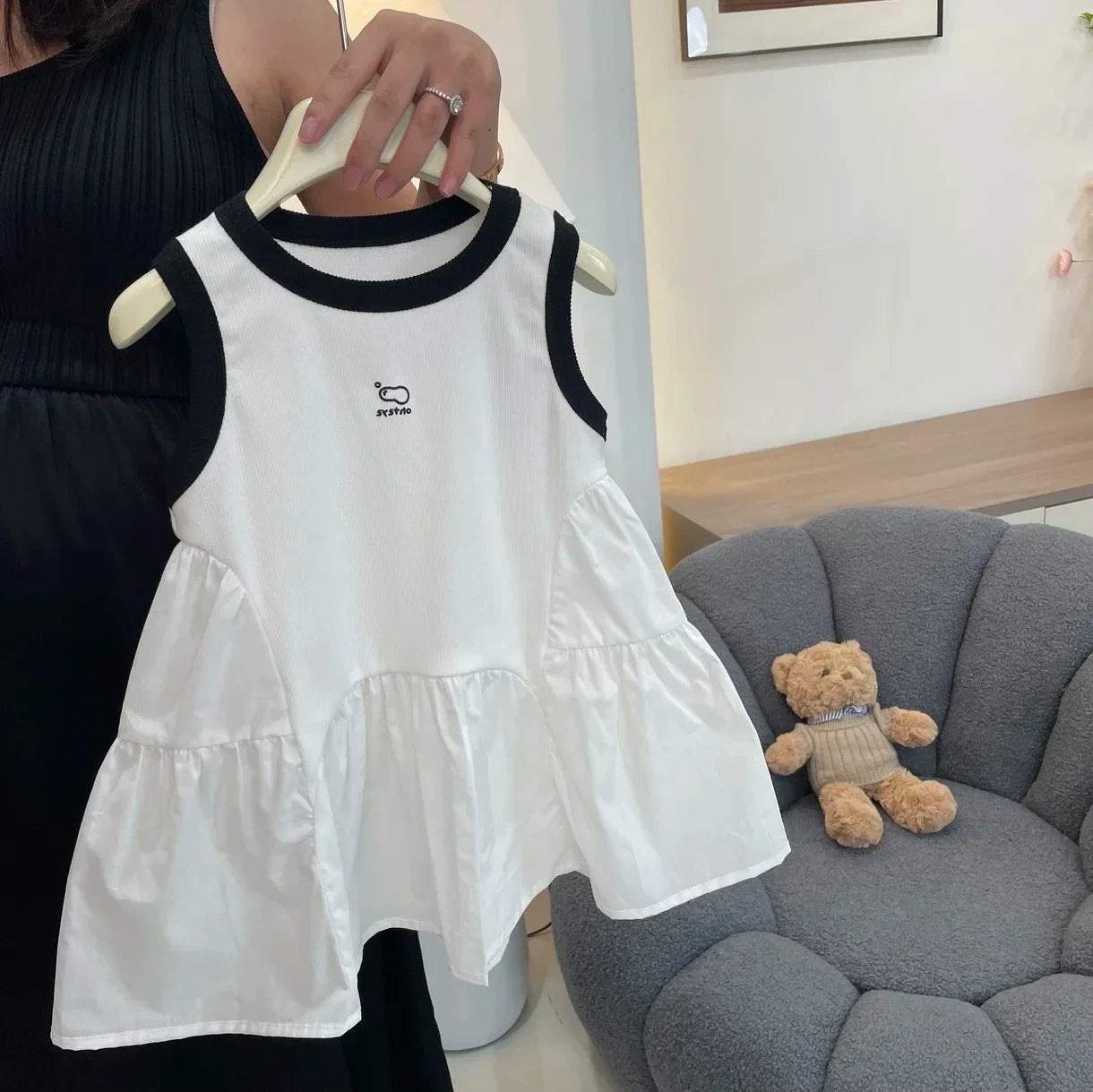 New Korean Kids Dresses for Girls Cute Casual Tank Dress Baby Girls Kawaii 2025 Summer Dress Toddler Girl A-line Dress 2-8y