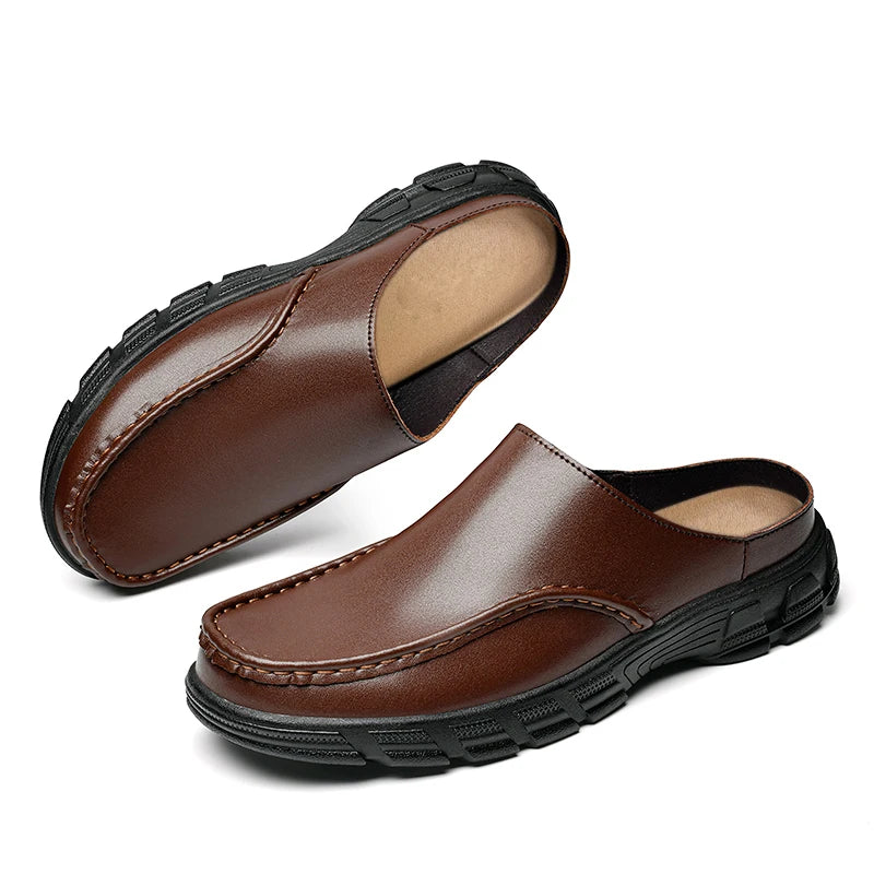 Half Shoes For Men Leather Latest Design 2025 Luxury Designer Italian Summer Casual Shoes Slip-ons