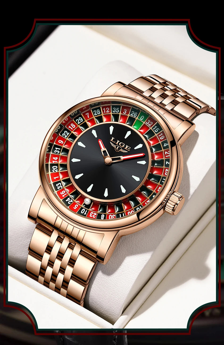 LIGE 2025 Creative Luxury Watches Men Roulette Game Dial Fashion Mens Watch Waterproof Luminous Steel Quartz Wristwatches Relojs