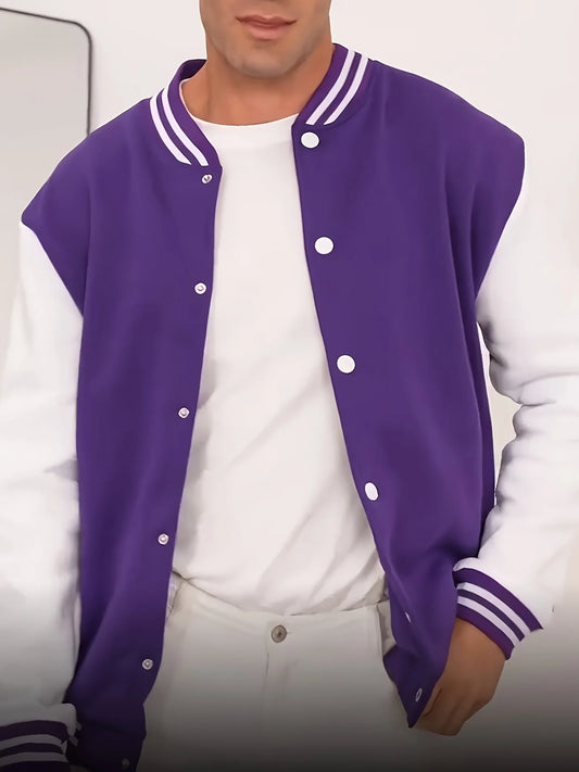 Men's college style jacket casual spring and autumn fashion button style baseball jacket versatile coat