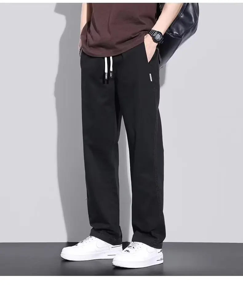Casual Men's Fashion Simple and Handsome Work Pants for Spring Summer American Fashion Brand Loose Straight Pants for Teenagers