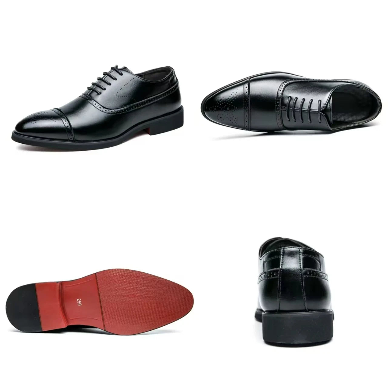 Men's Dress Shoes Red Sole Leather Shoes Pointed Party Shoe Lace-up Office Oxfords Casual Wedding Shoe Retro Business Men Shoes