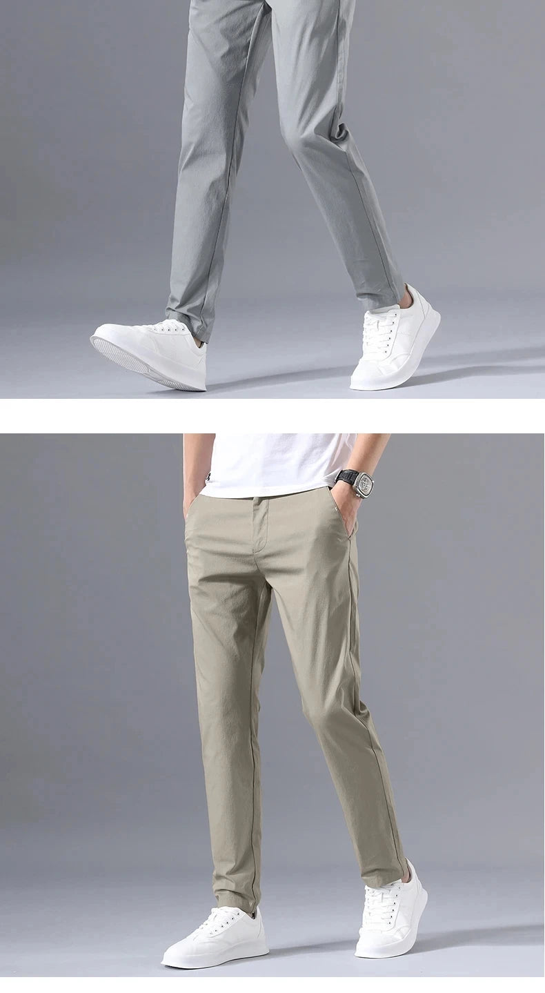2025 Spring Autumn Thin Slim Men Casual Pants Classic Business Cotton Stretch Golf Trousers Korean Fashion Male Clothing Pants