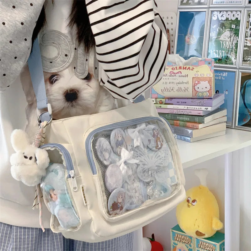 Trendy Transparent Simple Crossbody Bag for Girls Large Capacity School Shoulder Bag Comfortable and Versatile Texture Ita Bag