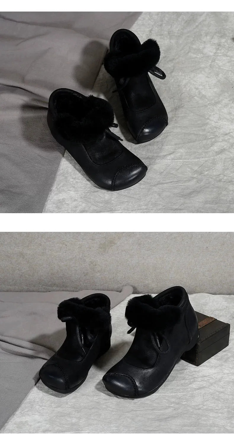 Careaymade-Genuine leather women's boots Fashion retro warm Oversized shoes cow leather Pure handmade ankle boots Casual boots