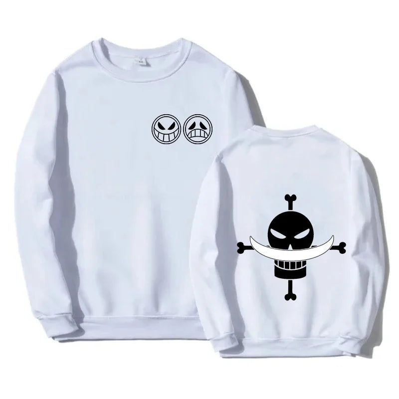 Autumn Men Anime Pirate Ace Edward Newgate Print Men's Pullover Casual Sweatshirts Unisex O-Neck Solid Hoodie Hip Hop Top