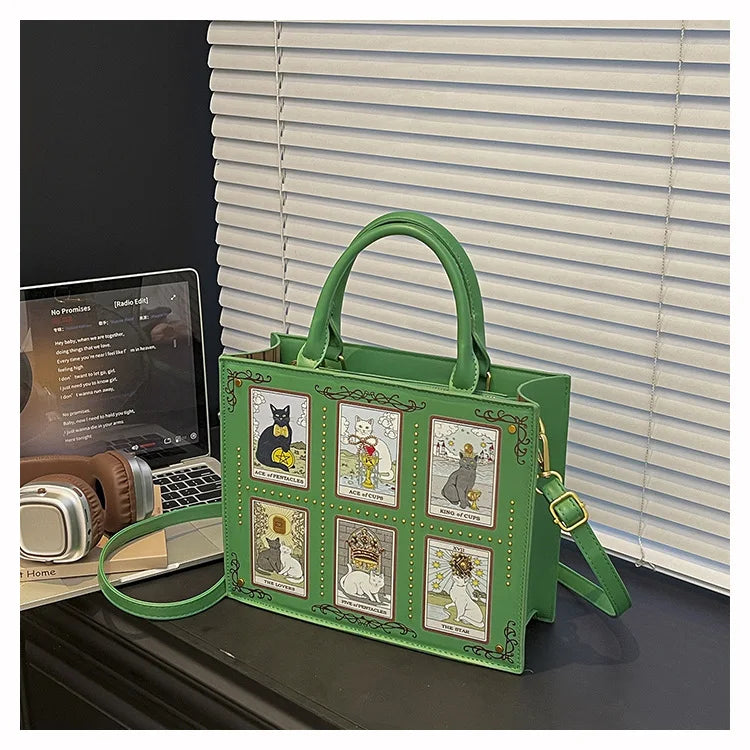 Vintage and Luxury Designer Bag Popular Fashionable Tote Bag Large Capacity with Delicate Embroidery Cat Printing Bag for Women