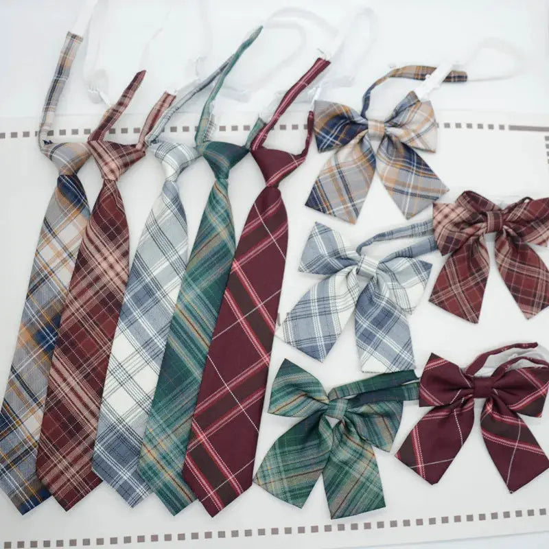 Trendy JK Ties Bowtie Women College Student Collar Neckwear Daily Shirt Accessories Cotton Plaid Bowknot Lolita Girls Lazy-tie