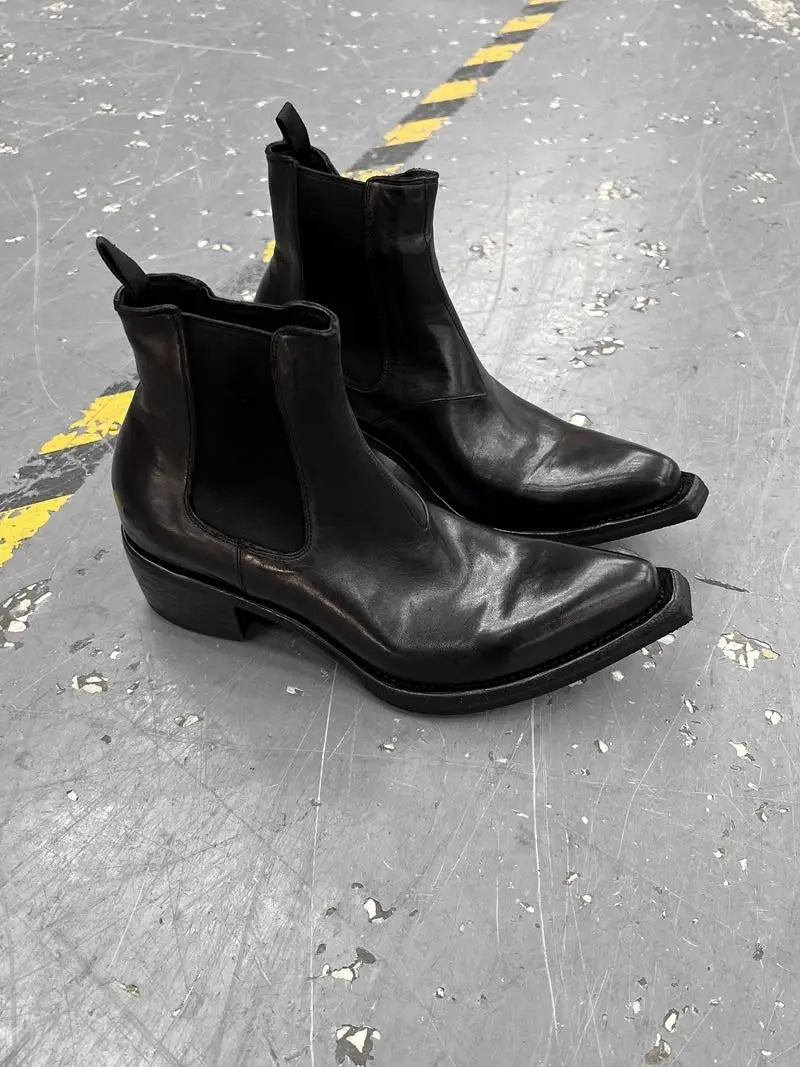 2025 High-top Men's heightened thick-soled pointed-toed Chelsea British casual trendy high-heeled wizard boots