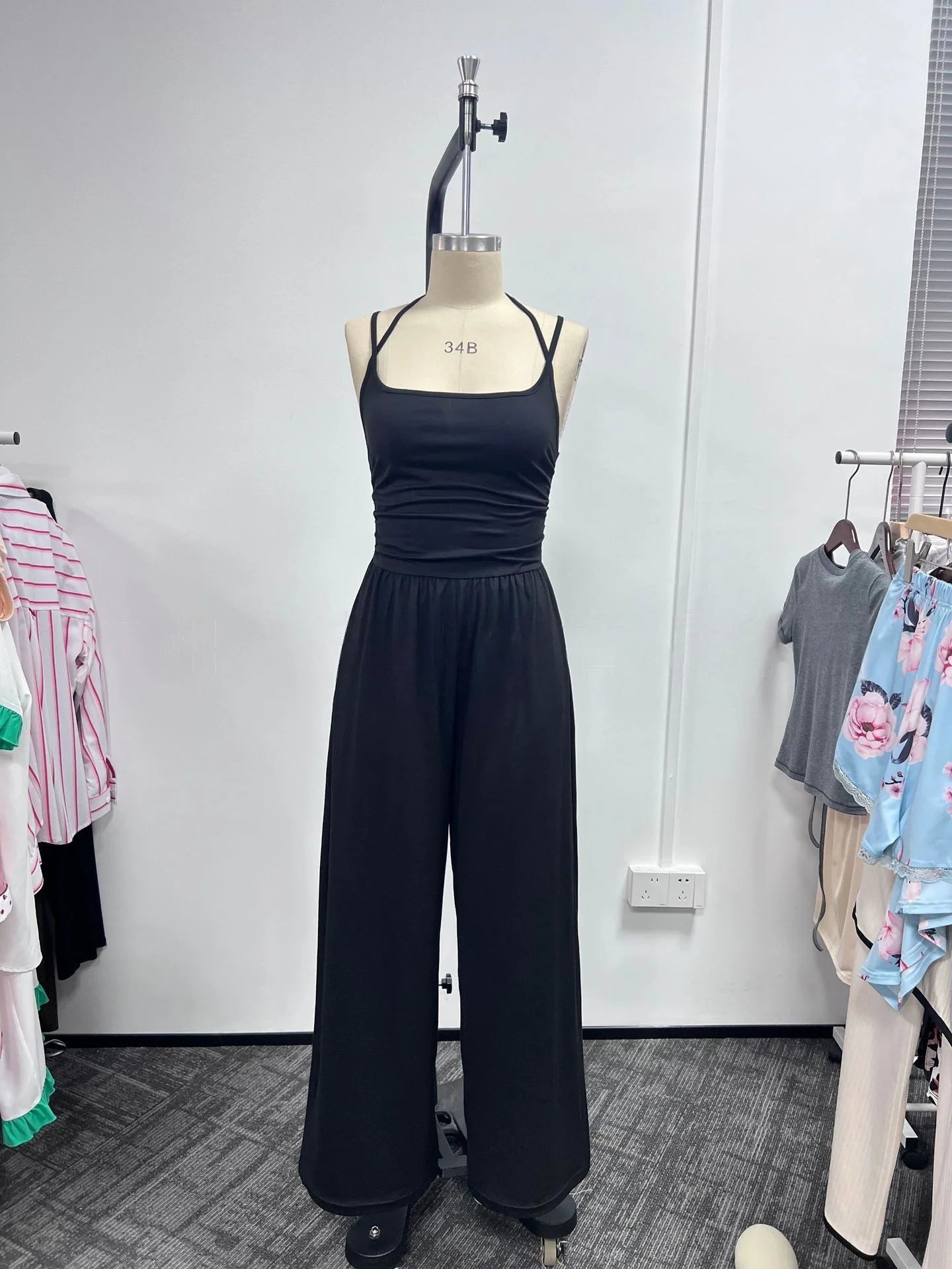 2026 Casual Jumpsuit Simple Style Jumpsuits For Woman Loose Wide Leg Trouser Women's Clothing Home Clothes Sleeveless Sling Silm