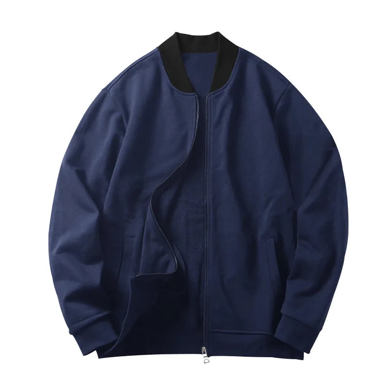 Autumn new solid color jacket men trendy shoulder design stand-up collar large size suit spring and fall fashion