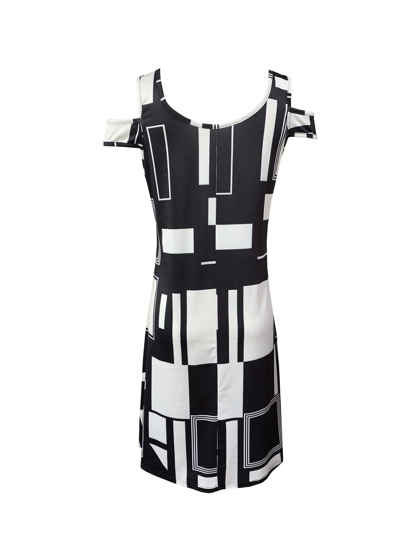 Summer Geometric Pattern Off-shoulder V-Neck Dress For Women,Casual Summer Sundress, Flowy Everyday Mini Dress