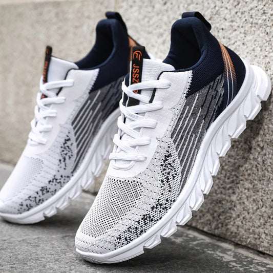 Sneakers new men's shoes trend foreign trade flying woven lace-up running shoes breathable Korean version of tide shoes