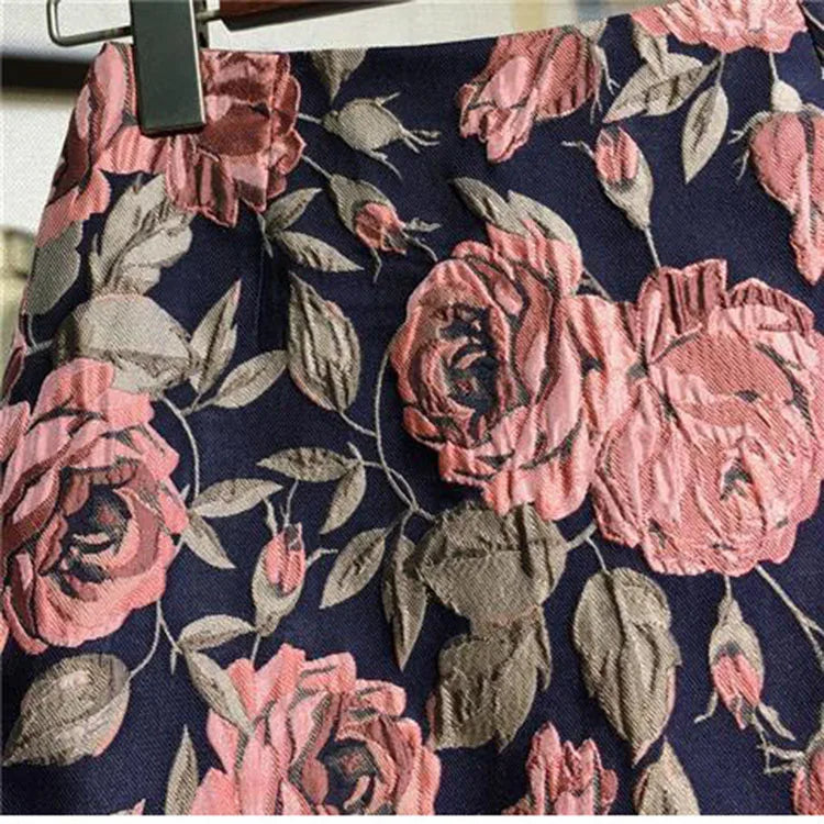 Autumn 2023 High Waist A-line Skirts Light Mature One Step Skirt Ladies Medium Length Retro Wrapped Hip Skirt Jacquard Skirt