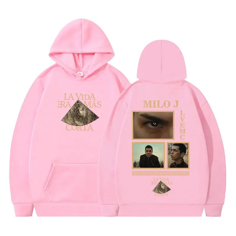 Rapper Milo J La Vida Era Mas Corta Album Graphic Hoodie Men Women Harajuku Pullover Long Sleeves Thick Hip-hop Loose Sweatshirt BAZAARHUBO