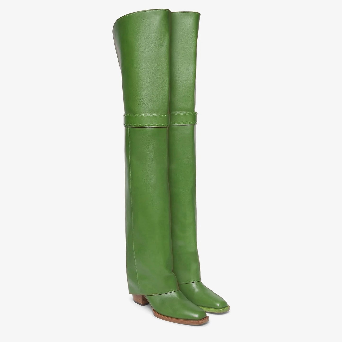 Elegant Temperament of European and American Women, Thick High Heels, Skirt Hem, Knee High Boots, Oversized Retro Knight Boots