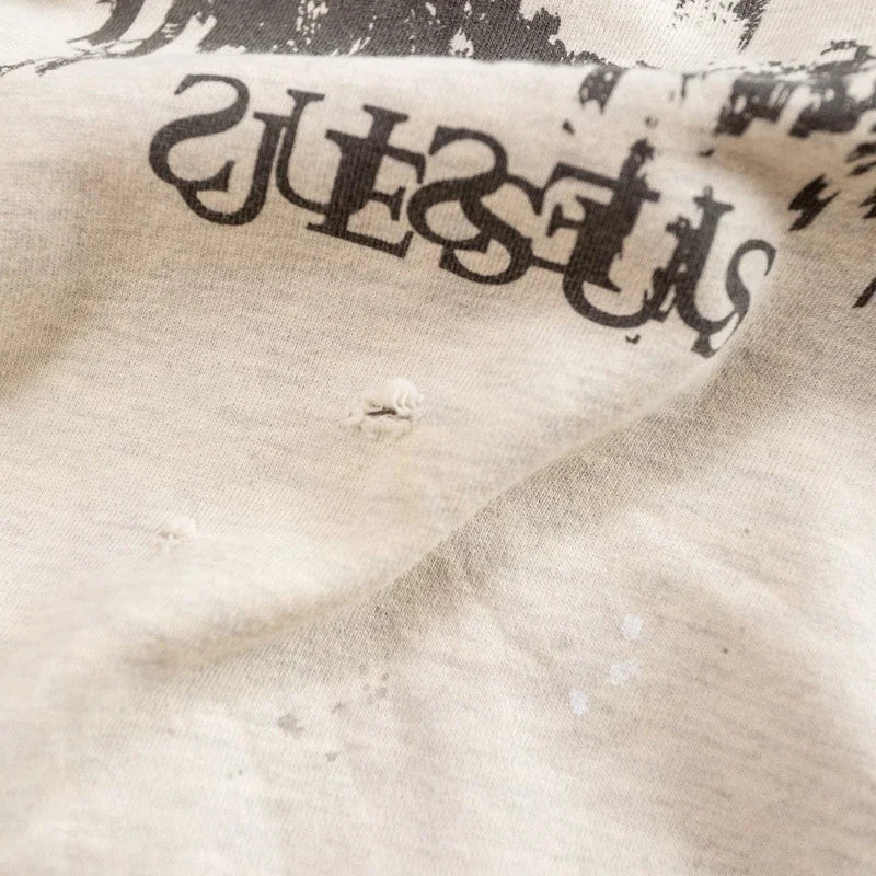 Real Photo Portrait Graffiti Print Saint Hoodie Wash Do Old Destroy Loose Pullover Casual Women Men Sweatshirt