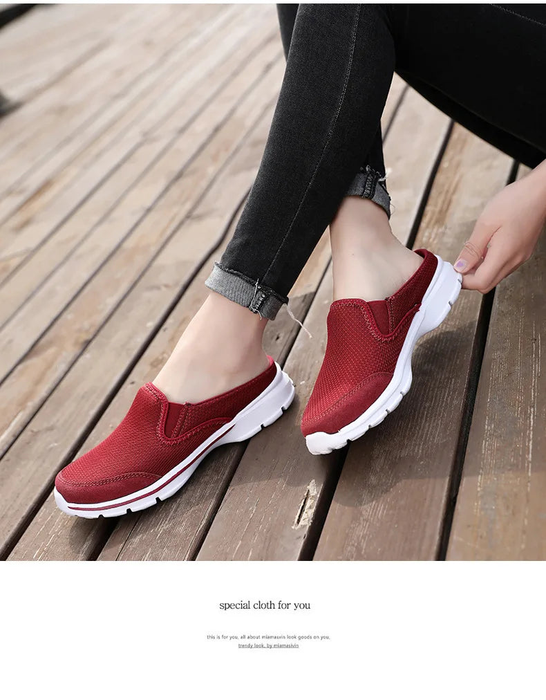 2023 Men Casual Mules Mesh Breathable Flat Slippers Summer Couple Shoes Large Size Loafers Fashion Shoes Men Street Slippers