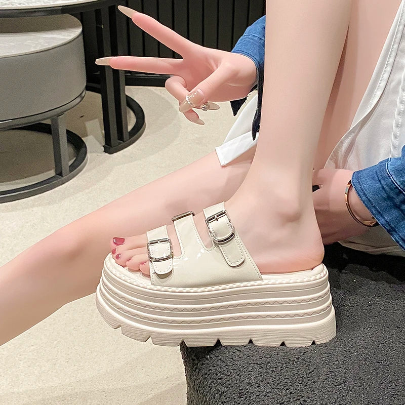 New Fashion Slippers Women Thickness Wedges High Heels Leisure Summer Sandals Female Platform Fish Mouth Shoes Ladies Slippers