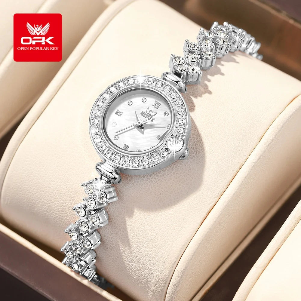 OPK 6054 Full Diamond Woman Watches Original Quartz Wrist Watches for Women Fashion Elegant Waterproof Ladies Watch Girls Gifts