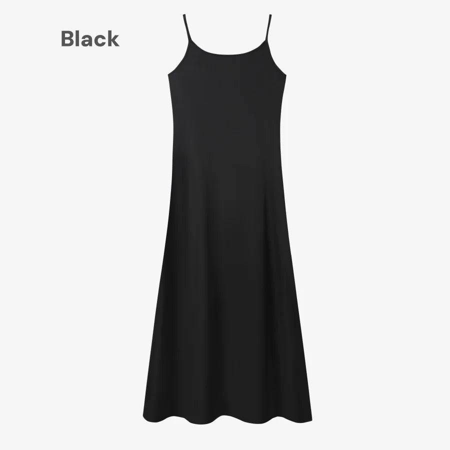 AS AW25 woman clothing mockneck + elegance slip satin dress matching look adjustable maxi floor length lady wear